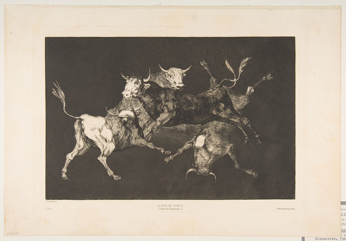 Little Bulls' Folly, from "The Disparates" (Disparates, Plate D), Goya (Francisco de Goya y Lucientes) (Spanish, Fuendetodos 1746–1828 Bordeaux), Etching, aquatint, drypoint 
