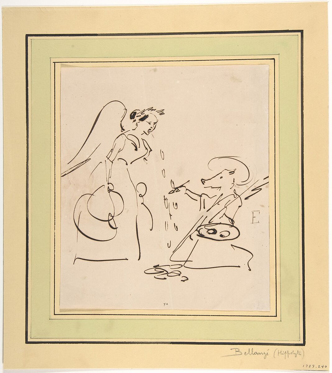 Caricature of the Art of Painting, Hippolyte Bellangé (French, 1800–1866), Pen and brown ink 