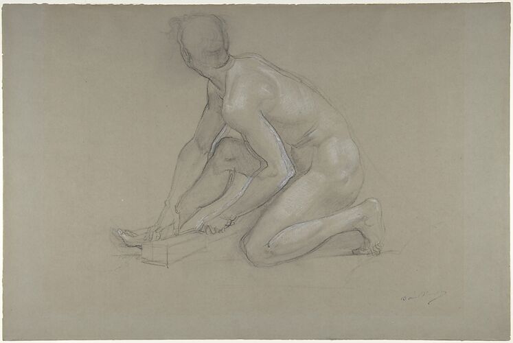 Crouching Nude Male Figure