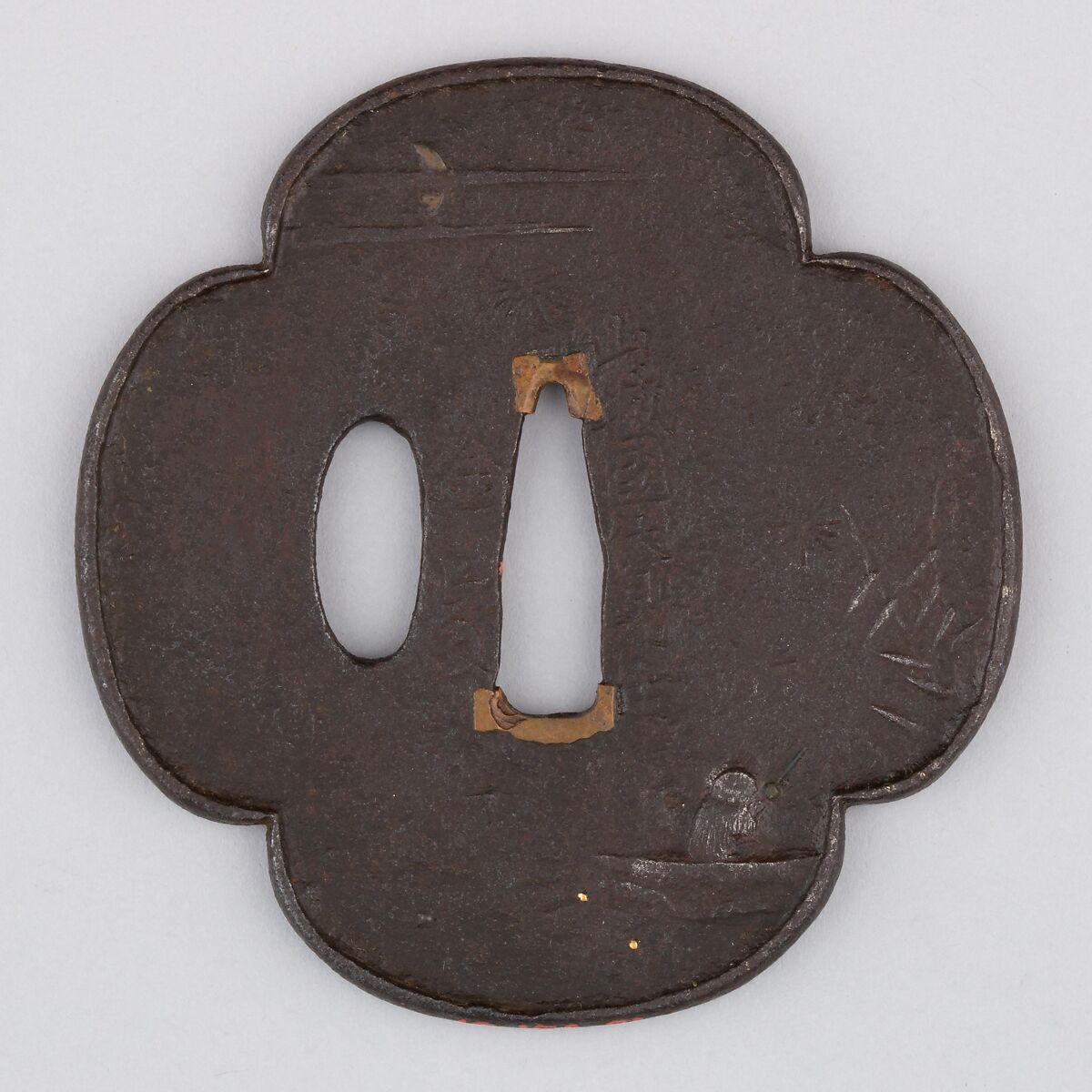 Sword Guard (Tsuba), Iron, copper, Japanese 