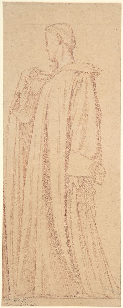 Saint Cloud; Study for the frieze at Saint-Vincent-de-Paul, Paris, Hippolyte Flandrin (French, Lyons 1809–1864 Rome), Red chalk on tracing paper; lined 