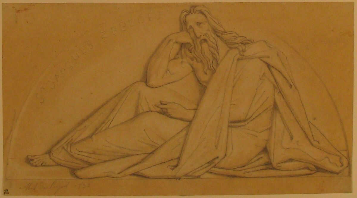 John the Apostle, for the church of St. Vaast in Arras, Alexandre Denis Abel de Pujol (French, Valenciennes 1785–1861 Paris), Graphite on tan paper