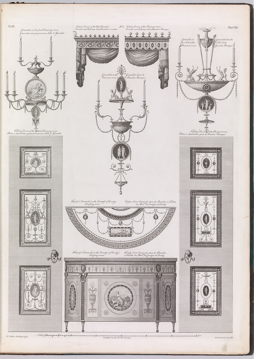 The Works in Architecture of  Robert and James Adam, Esquires. Volume II. Containing the Five Following Numbers, viz... and vol. III, Containing the Remainder of the Designs..., Robert Adam (British, Kirkcaldy, Scotland 1728–1792 London), Illustrations: etching and engraving