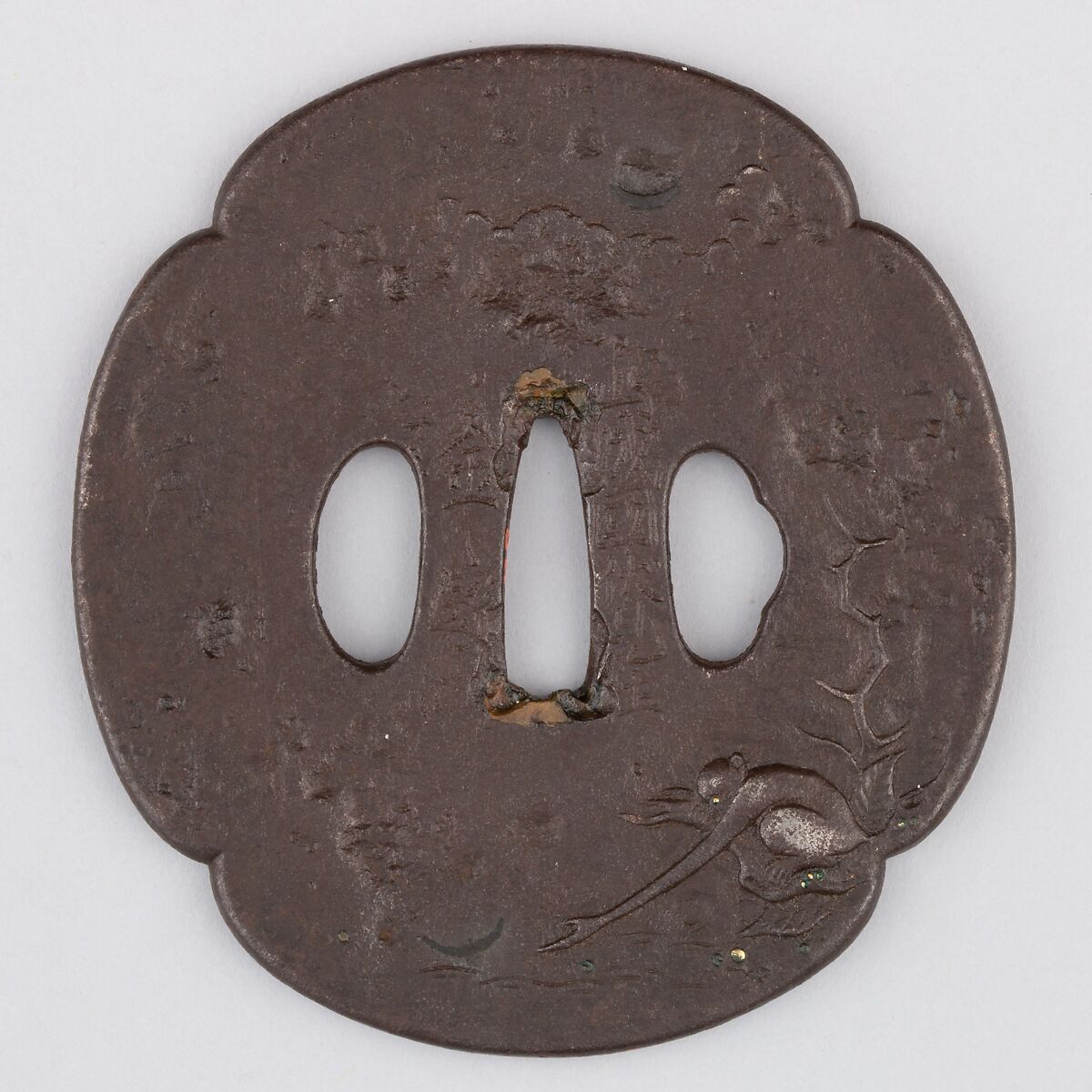 Sword Guard (Tsuba), Iron, copper, Japanese 