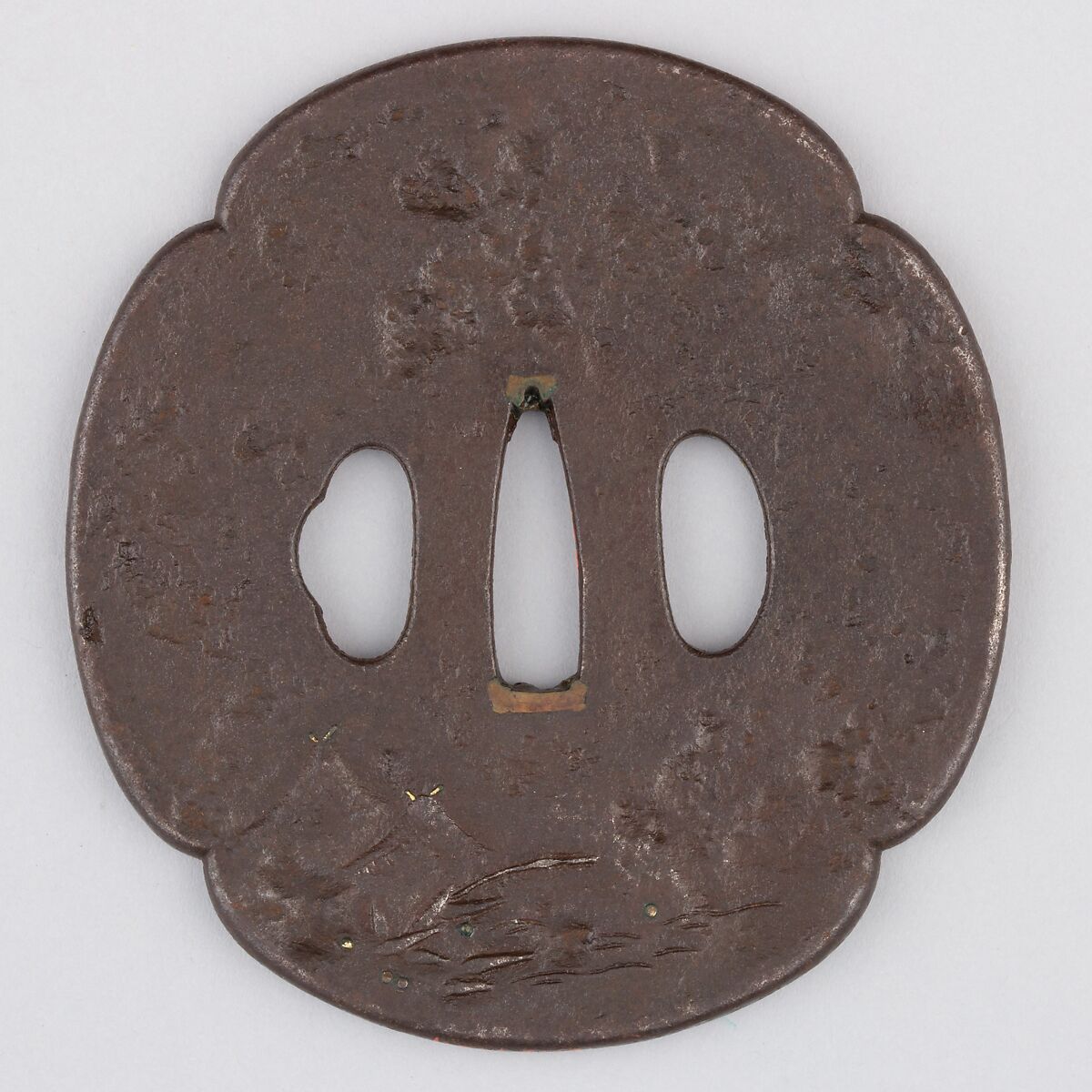 Sword Guard (Tsuba), Iron, copper, Japanese