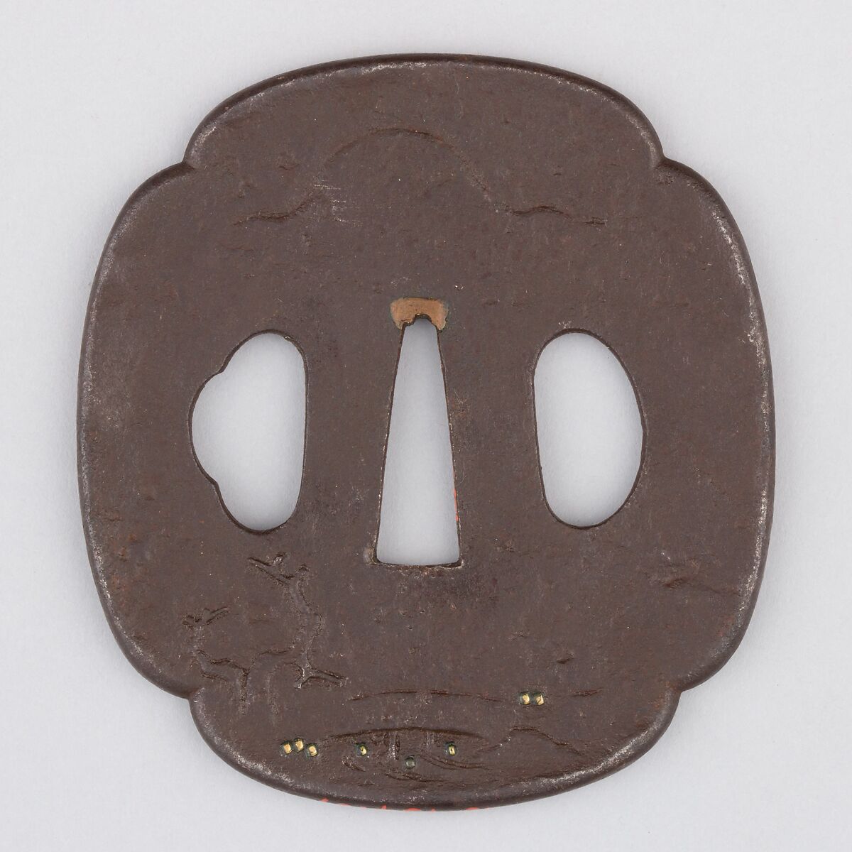 Sword Guard (Tsuba), Iron, copper, Japanese