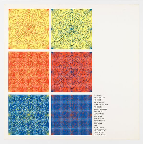 Lines In Color on Color From Corners Sides and Centers to Specific Points on a Grid, Cover Sheet, Sol LeWitt (American, Hartford, Connecticut 1928–2007 New York), Screenprint 