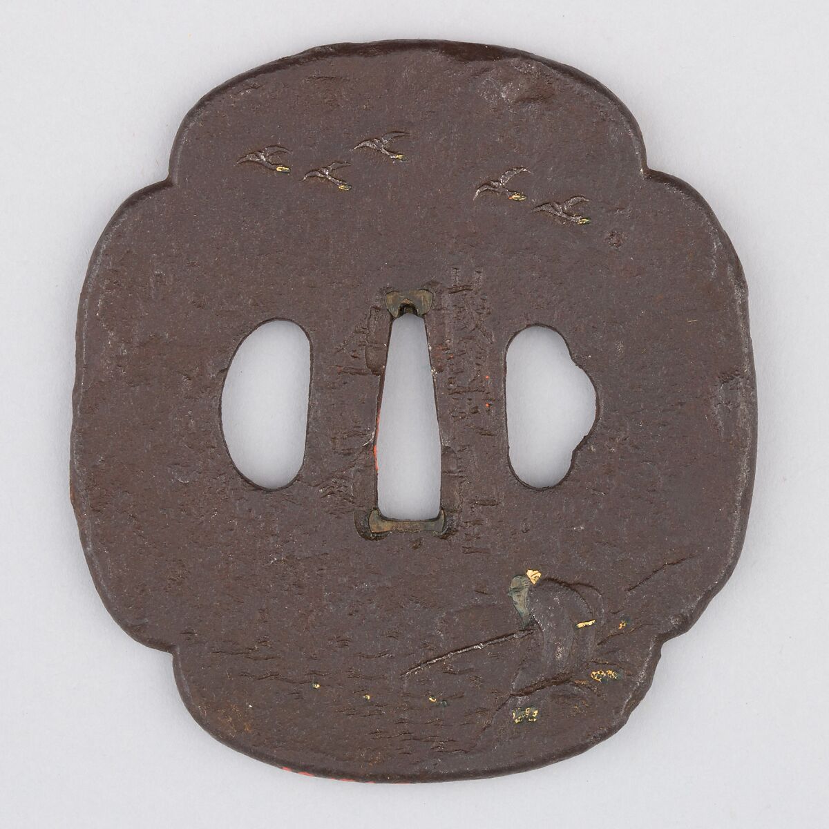 Sword Guard (Tsuba), Iron, copper, Japanese 