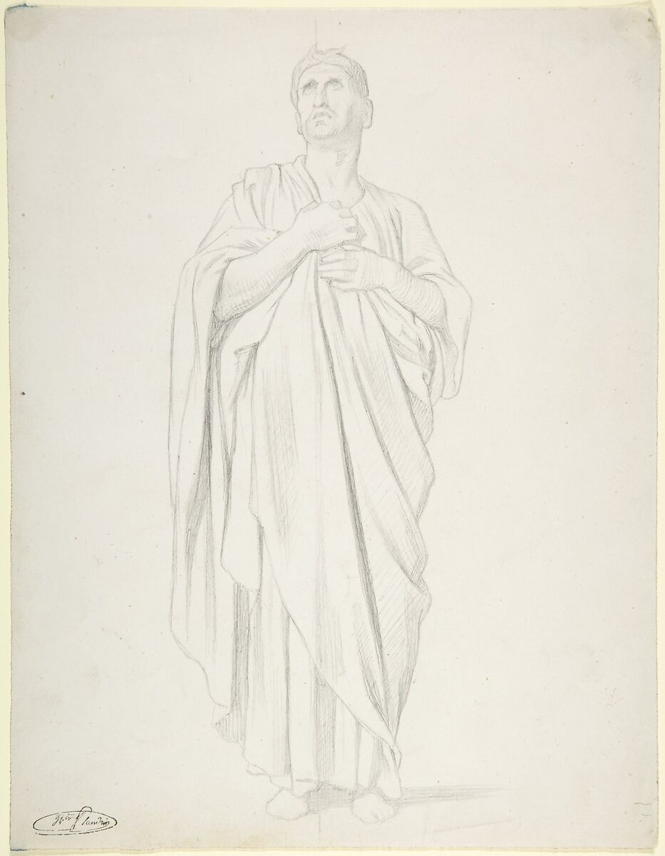 Study of an Apostle, for the painting of the Ascension in Saint-Germain-des-Pres, Paris (1839-1863), Hippolyte Flandrin (French, Lyons 1809–1864 Rome), Graphite 