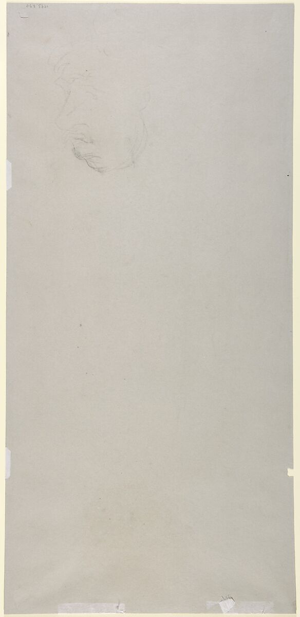Study for the Muse Thalia, Paul Baudry (French, La Roche-sur-Yon 1828–1886 Paris), Black chalk, stumping, on gray paper