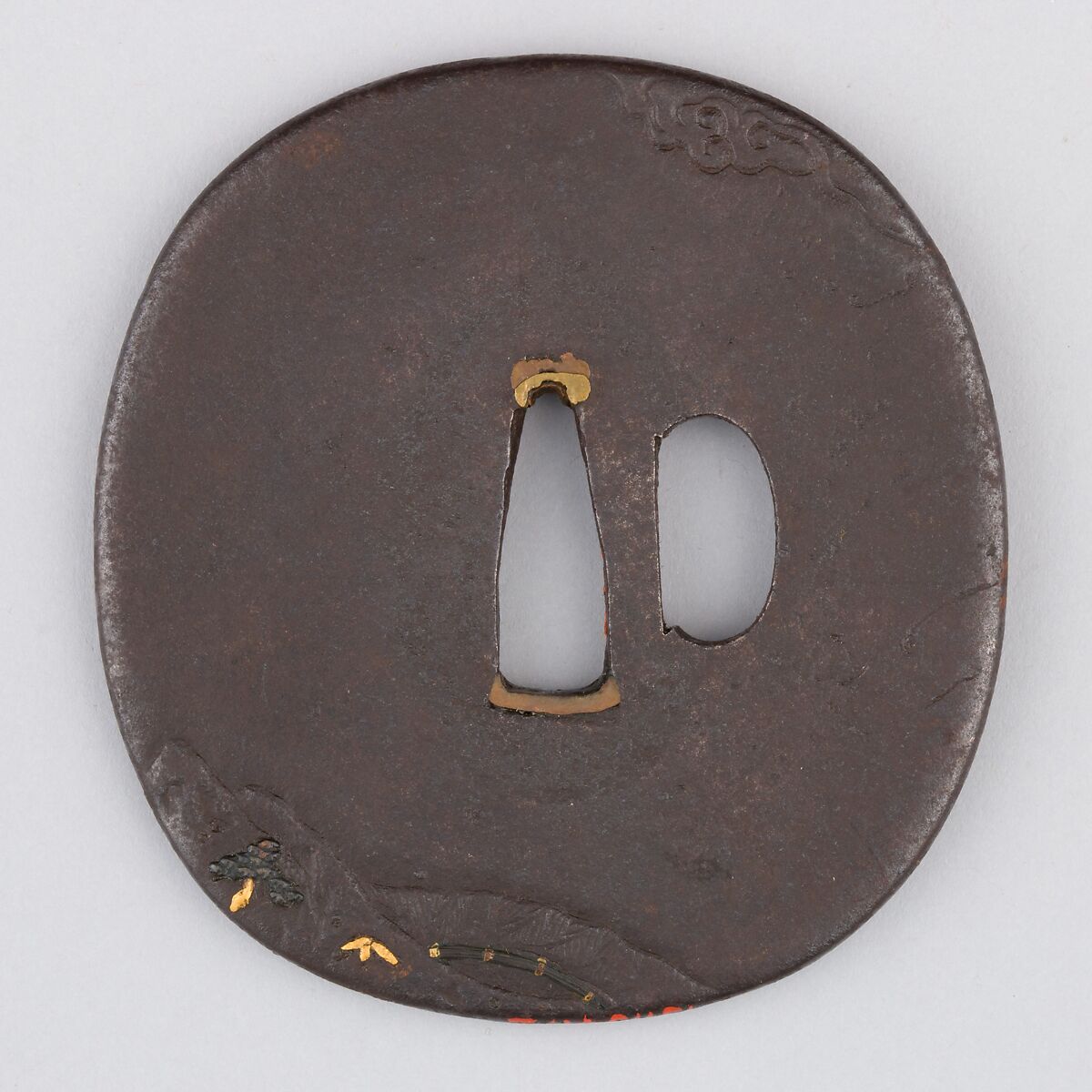 Sword Guard (Tsuba), Iron, copper, Japanese