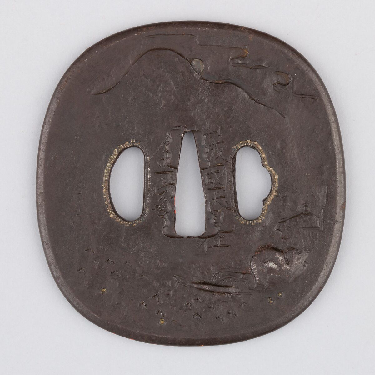 Sword Guard (Tsuba), Iron, copper, Japanese 