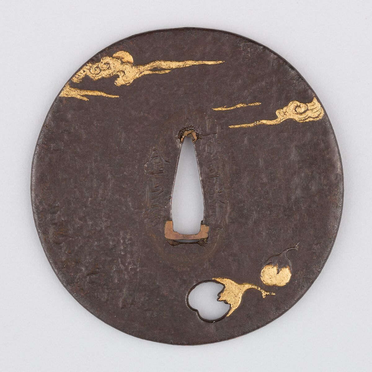 Sword Guard (Tsuba), Iron, gold, copper, Japanese 