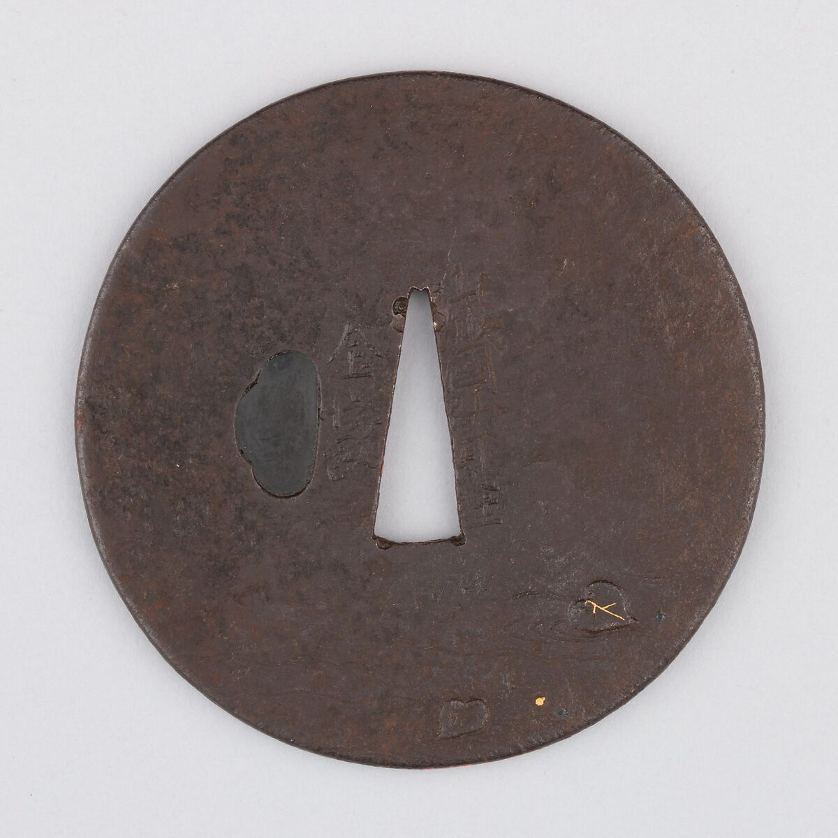 Sword Guard (Tsuba), Iron, copper, Japanese 