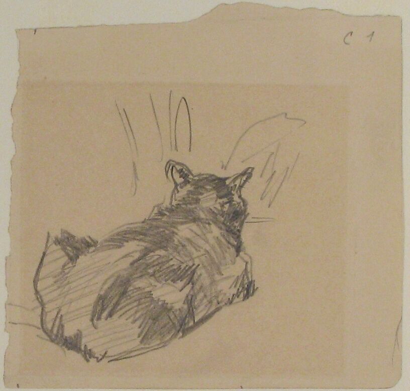 A Cat Resting on All Fours, Seen from Behind, Edouard Manet (French, Paris 1832–1883 Paris), Graphite