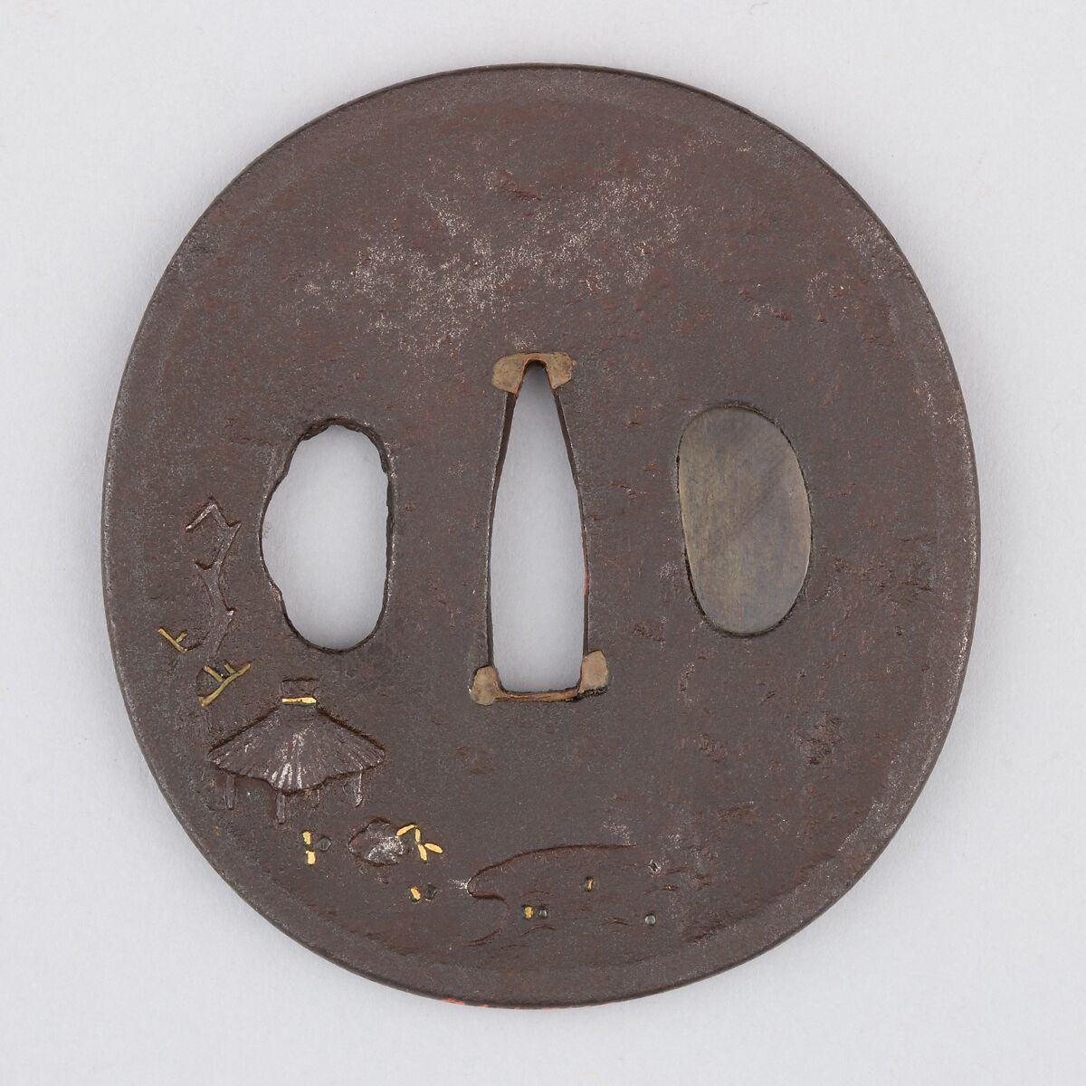 Sword Guard (Tsuba), Iron, copper, Japanese