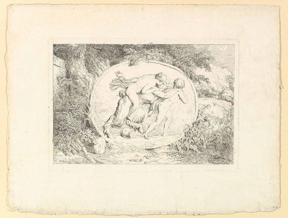 Nymph Astride a Satyr, Jean Honoré Fragonard (French, Grasse 1732–1806 Paris), Etching 
