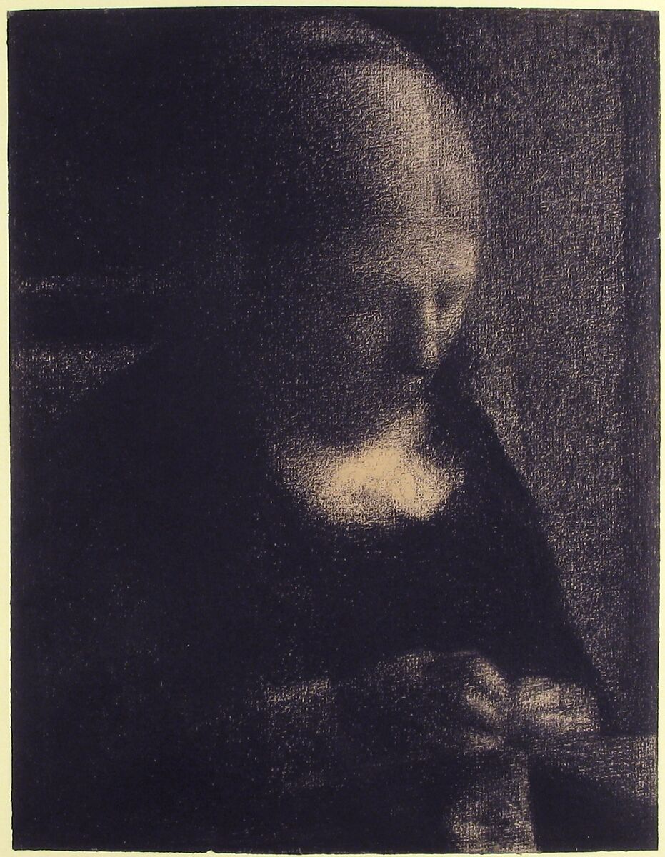 Embroidery; The Artist's Mother, Georges Seurat (French, Paris 1859–1891 Paris), Conté crayon