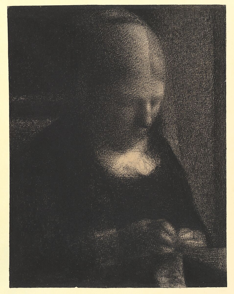 Embroidery; The Artist's Mother, Georges Seurat (French, Paris 1859–1891 Paris), Conté crayon