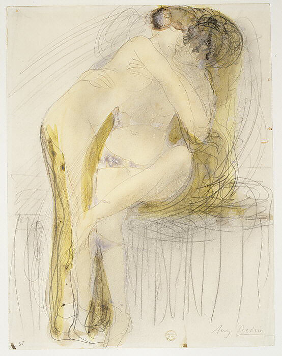 The Embrace, Auguste Rodin (French, Paris 1840–1917 Meudon), Graphite, watercolor, and gouache