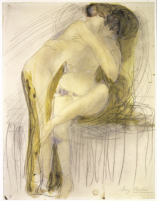 The Embrace, Auguste Rodin (French, Paris 1840–1917 Meudon), Graphite, watercolor, and gouache