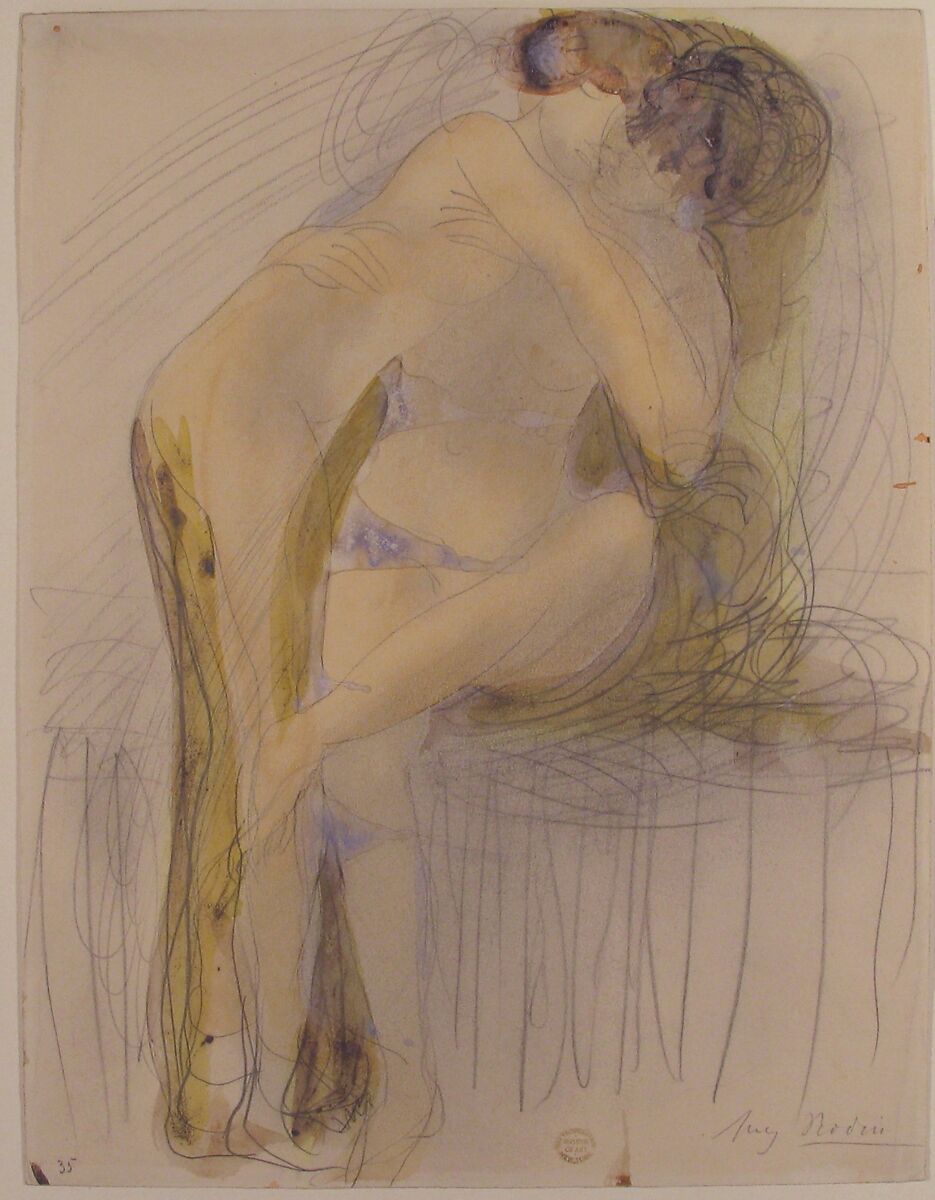 The Embrace, Auguste Rodin (French, Paris 1840–1917 Meudon), Graphite, watercolor, and gouache
