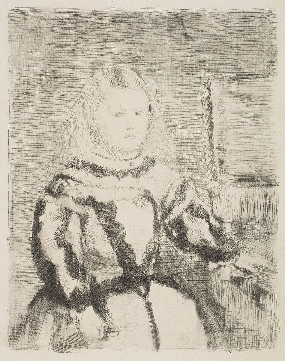 The Infanta Margarita, after Velázquez, Edgar Degas (French, Paris 1834–1917 Paris), Etching and drypoint; second state of two (only known impression) 