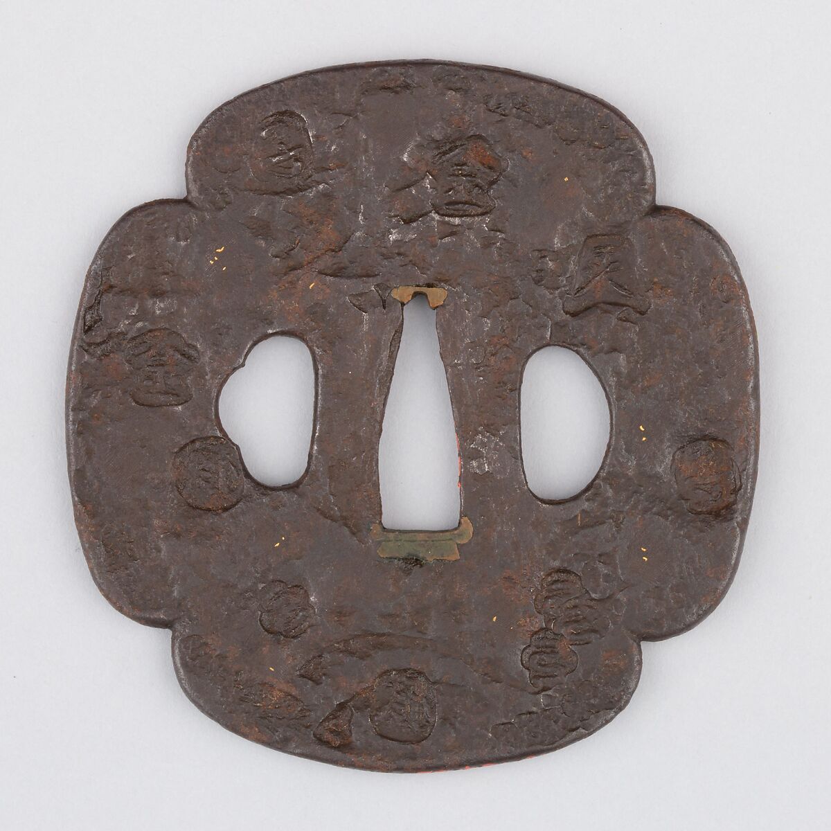 Sword Guard (Tsuba), Iron, copper, Japanese