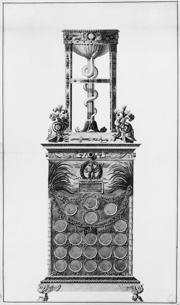 A Medal Cabinet for Napoleon, Jean Guillaume Moitte (French, Paris 1746–1810 Paris), Pen and ink and watercolor