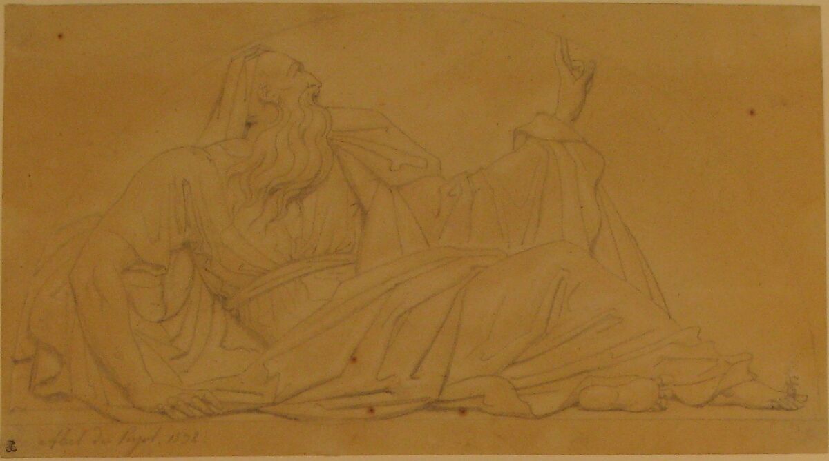 St. Thomas the Apostle, for the Church of St. Vaast in Arras, Alexandre Denis Abel de Pujol (French, Valenciennes 1785–1861 Paris), Graphite on beige paper