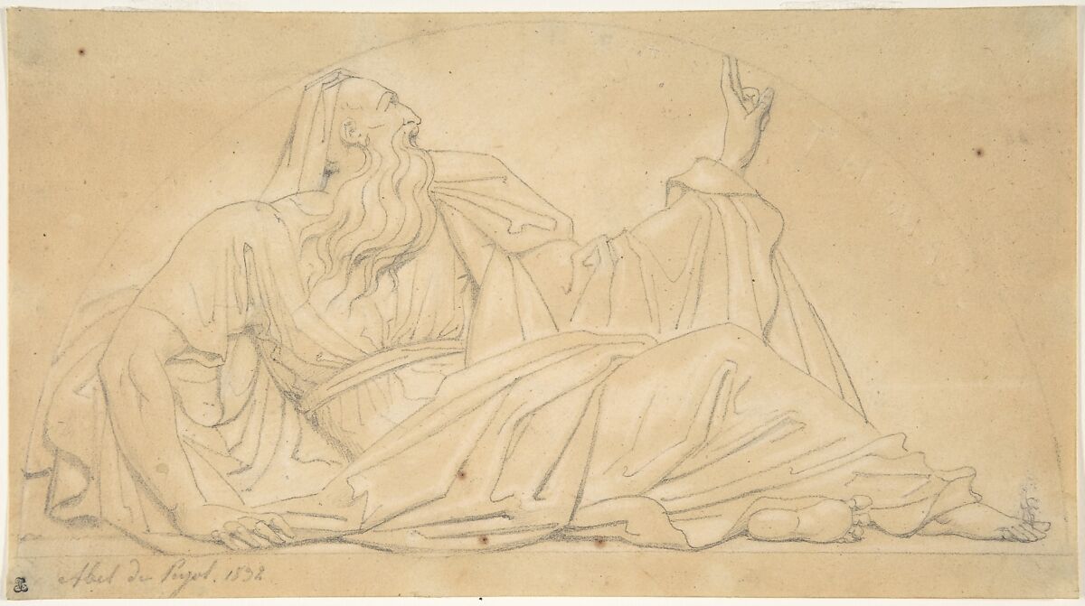 St. Thomas the Apostle, for the Church of St. Vaast in Arras, Alexandre Denis Abel de Pujol (French, Valenciennes 1785–1861 Paris), Graphite on beige paper 