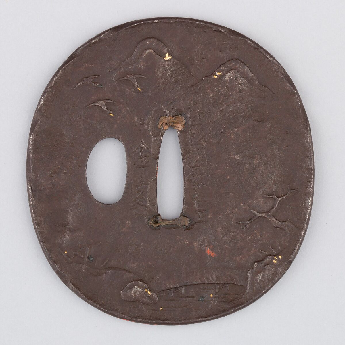 Sword Guard (Tsuba), Iron, copper, Japanese 