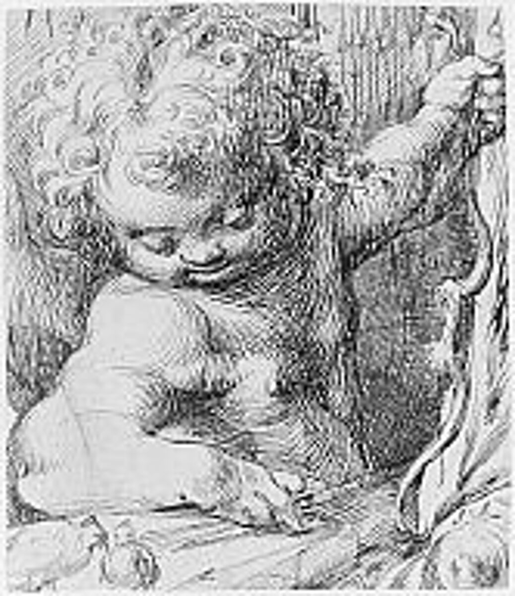 Cupid with Two Doves, Toussaint Dubreuil (French, Paris ca. 1561–1602 Paris), Pen and brown ink, over black chalk