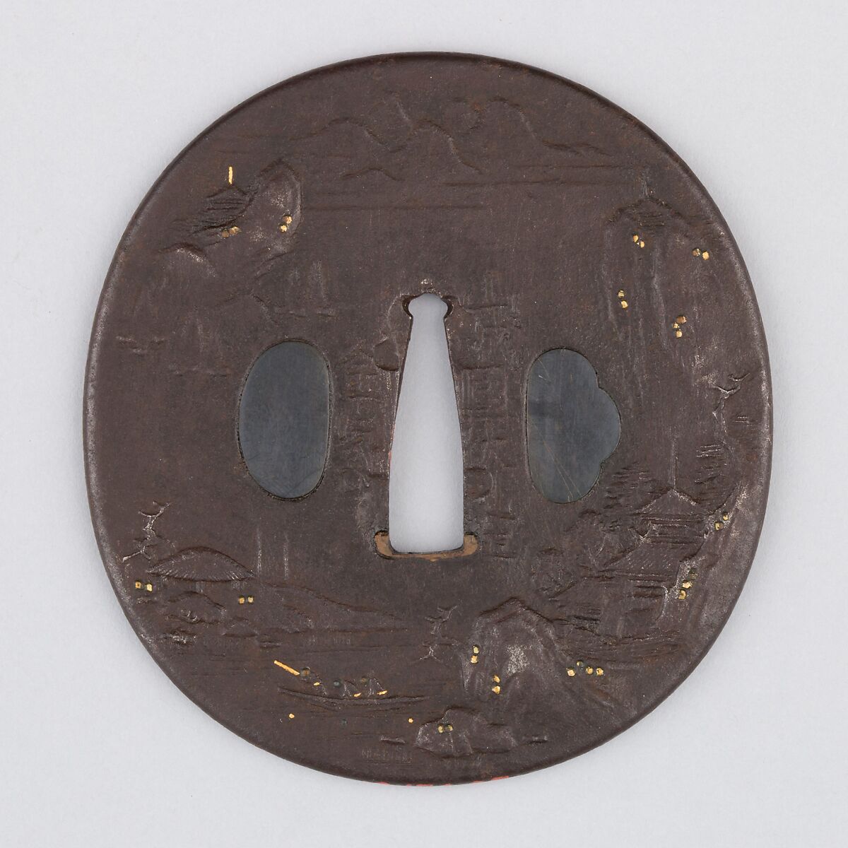 Sword Guard (Tsuba), Iron, copper, Japanese 