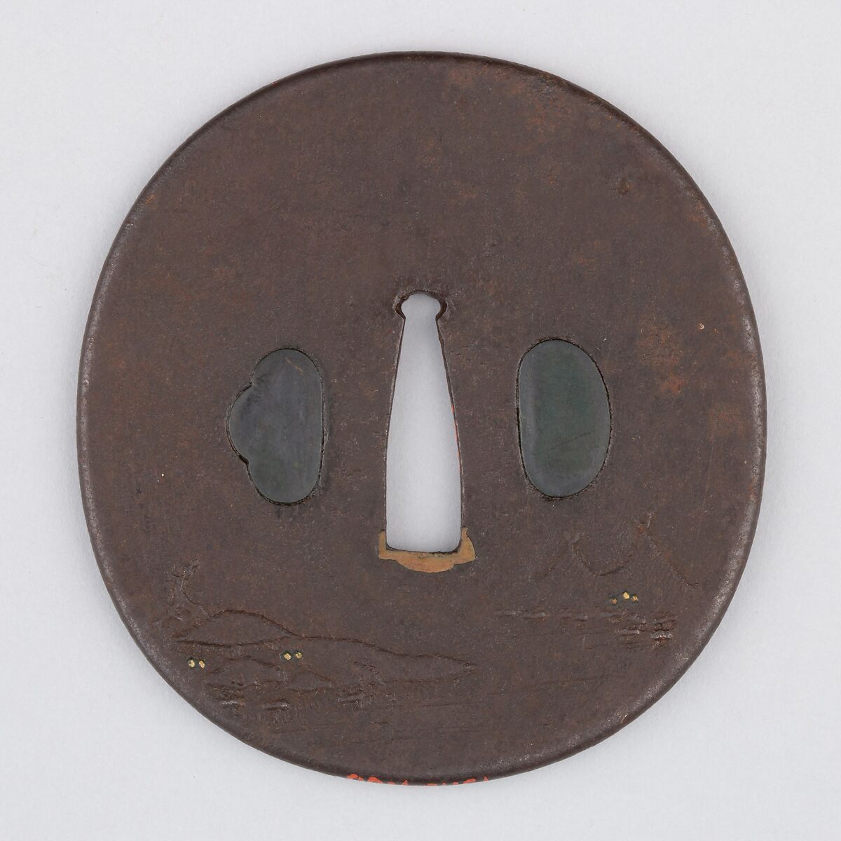 Sword Guard (Tsuba), Iron, copper, Japanese