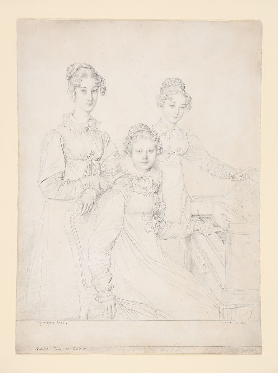 The Kaunitz Sisters (Leopoldine, Caroline, and Ferdinandine), Jean Auguste Dominique Ingres (French, Montauban 1780–1867 Paris), Graphite