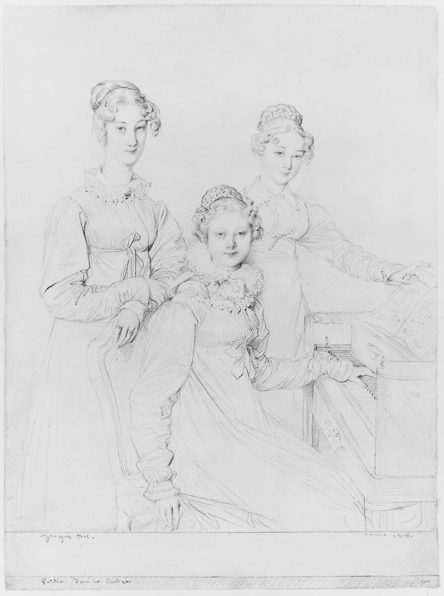 The Kaunitz Sisters (Leopoldine, Caroline, and Ferdinandine), Jean Auguste Dominique Ingres (French, Montauban 1780–1867 Paris), Graphite