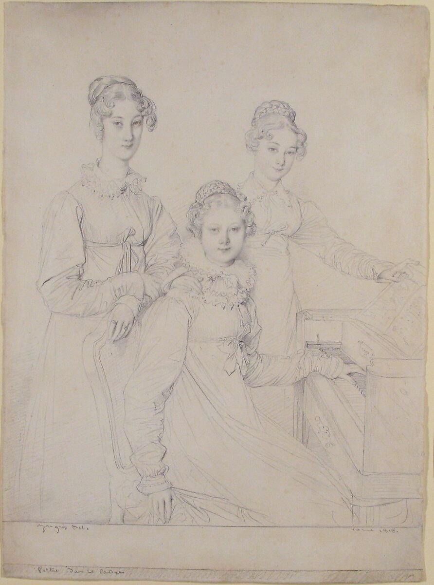 The Kaunitz Sisters (Leopoldine, Caroline, and Ferdinandine), Jean Auguste Dominique Ingres (French, Montauban 1780–1867 Paris), Graphite