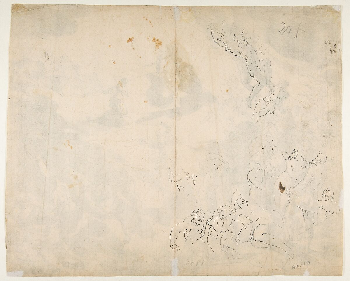 The Last Judgment, Michael Herr (German, Metzingen bei Reutlingen 1591–1661 Nuremberg), Pen and black ink, brush and gray wash, over black chalk