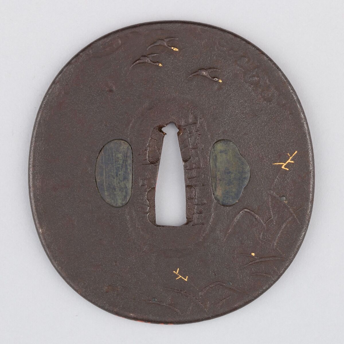 Sword Guard (Tsuba), Iron, copper, Japanese 