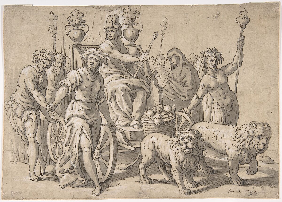 The Triumph of Cybele, after Paolo Fiammingo's 'Triumph of Earth', Hans Friedrich Schorer (German, ca. 1609–1649, (active Augsburg)), Pen and black ink, gray wash and white heightening 