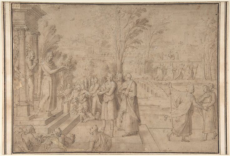 A Saint Addressing Figures from the Steps of a Temple
