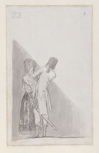 Maja and an officer; folio 22 (verso) from the Madrid Album 
