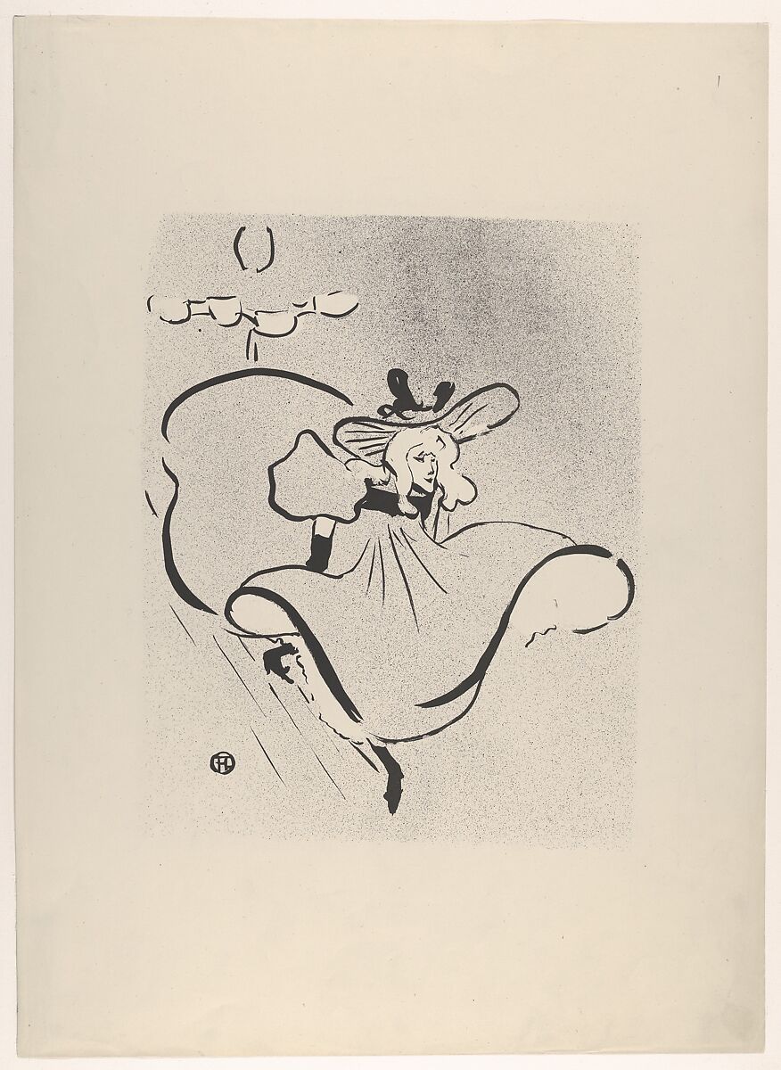 Jane Avril (from Le Café Concert), Henri de Toulouse-Lautrec (French, Albi 1864–1901 Saint-André-du-Bois), Brush and spatter lithograph printed in black on wove paper; only state 