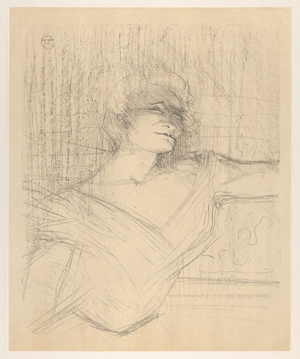 II. Dans la Glu, Henri de Toulouse-Lautrec (French, Albi 1864–1901 Saint-André-du-Bois), Lithograph printed with beige tint stone on laid paper 