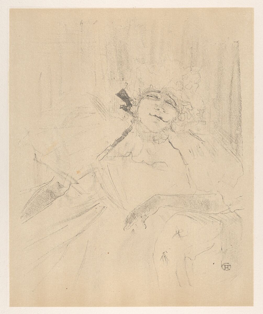 V. Chanson Ancienne, Henri de Toulouse-Lautrec (French, Albi 1864–1901 Saint-André-du-Bois), Lithograph printed with beige tint stone on laid paper 