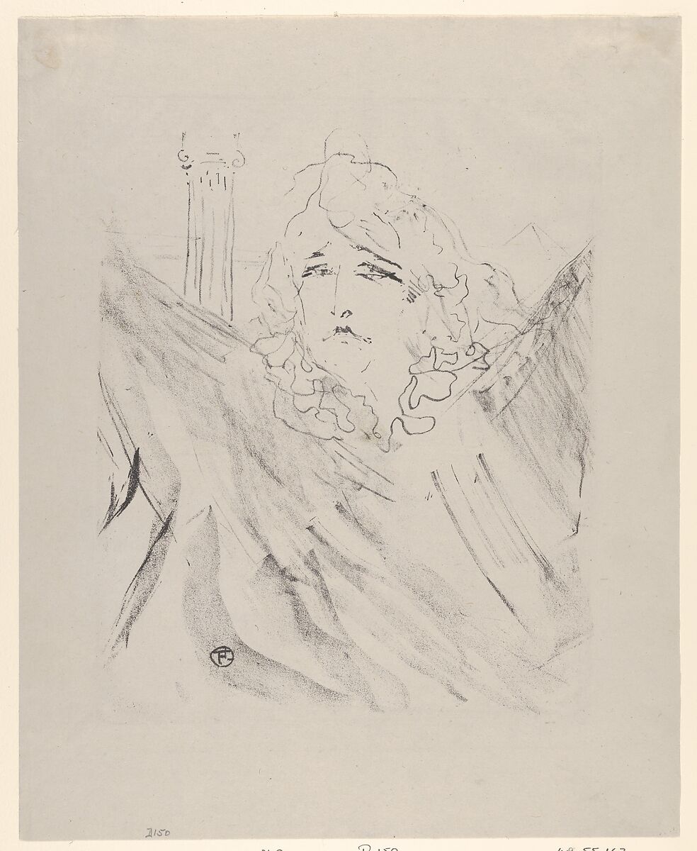 Sarah Bernhardt, Henri de Toulouse-Lautrec (French, Albi 1864–1901 Saint-André-du-Bois), Crayon lithograph on china paper 