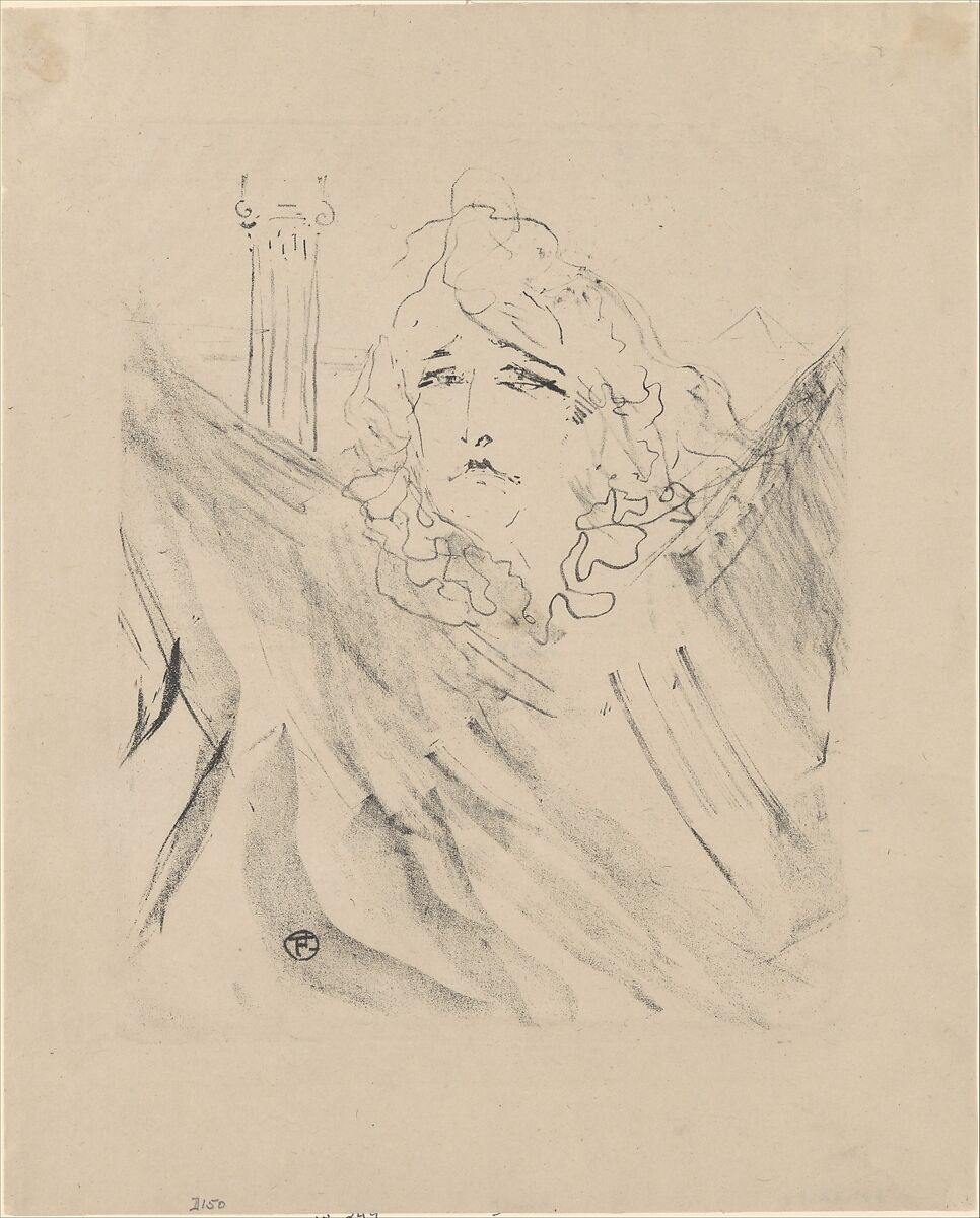 Sarah Bernhardt, Henri de Toulouse-Lautrec (French, Albi 1864–1901 Saint-André-du-Bois), Crayon lithograph on china paper