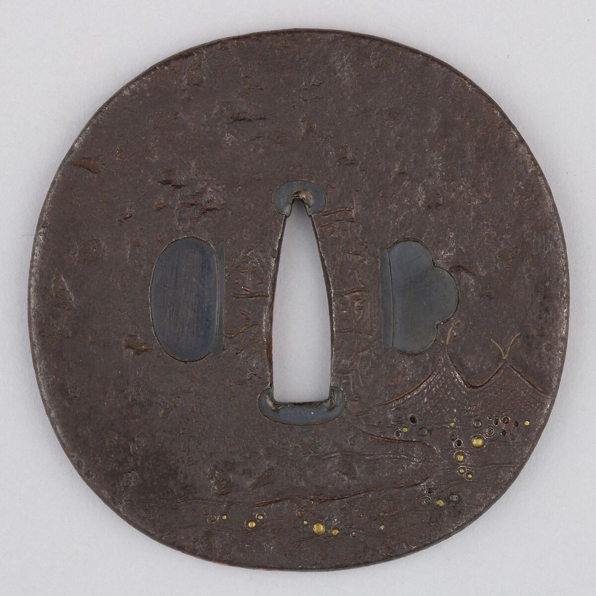 Sword Guard (Tsuba), Iron, copper, Japanese 