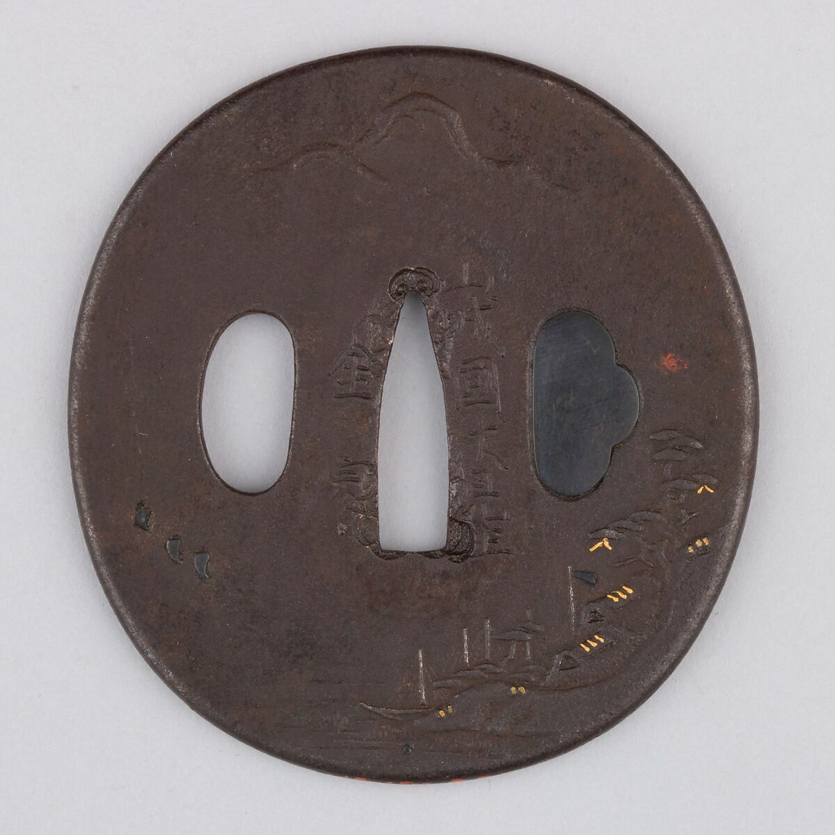 Sword Guard (Tsuba), Iron, copper, Japanese 